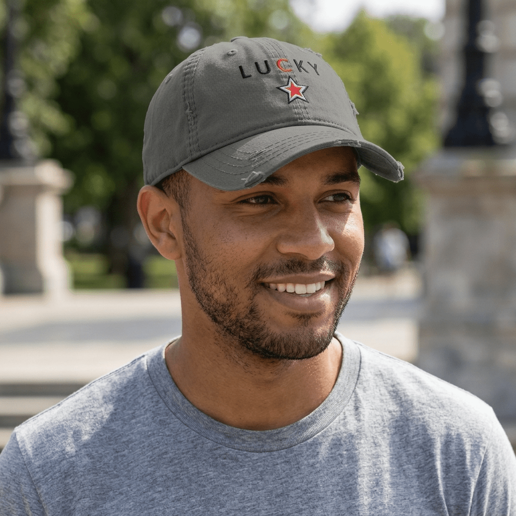 Lucky Star Distressed Dad Hat - The Re - invention Shop