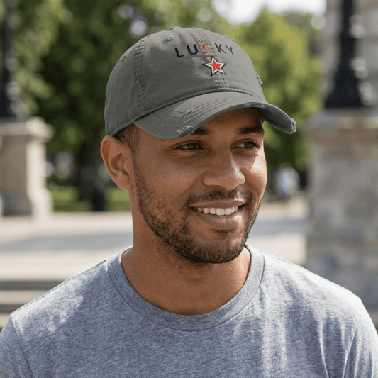 Lucky Star Distressed Dad Hat - The Re - invention Shop