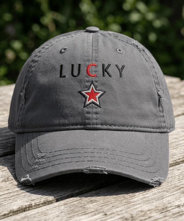 Lucky Star Distressed Dad Hat - The Re - invention Shop