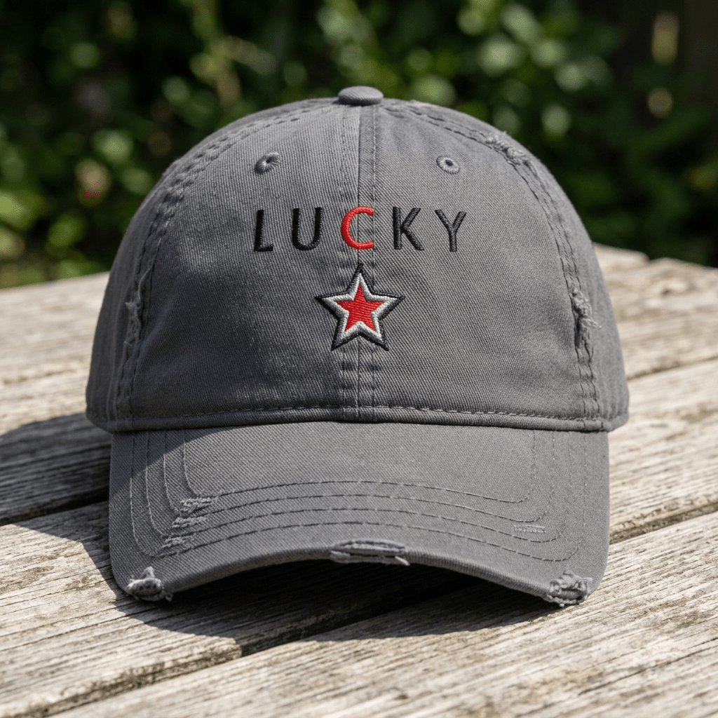 Lucky Star Distressed Dad Hat - The Re - invention Shop