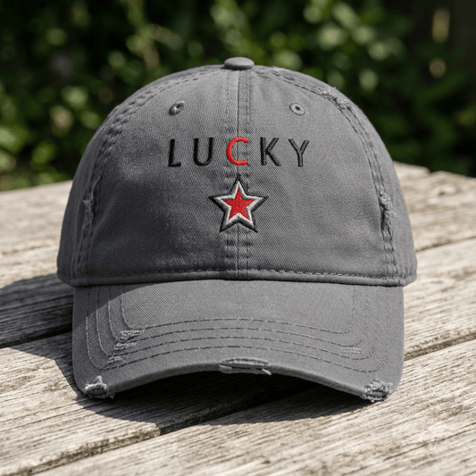 Lucky Star Distressed Dad Hat - The Re - invention Shop