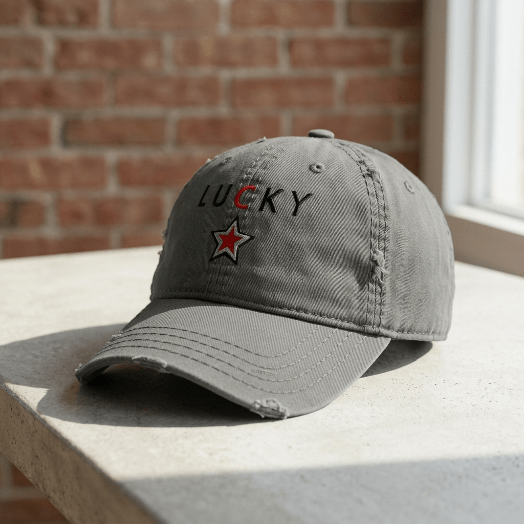 Lucky Star Distressed Dad Hat - The Re - invention Shop