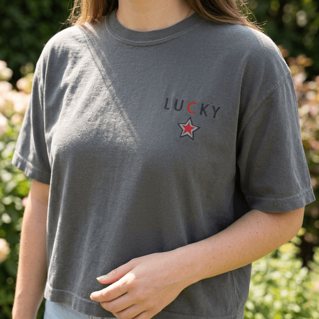 Lucky Star Embroidered Women's Boxy Tee - The Re - invention Shop