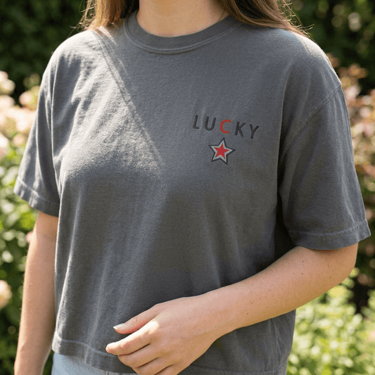 Lucky Star Embroidered Women's Boxy Tee - The Re - invention Shop
