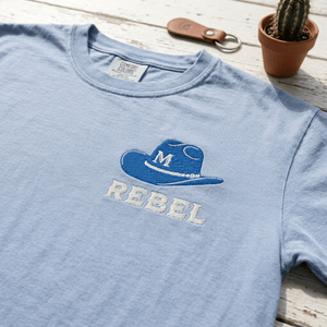 Rebel Cowboy Hat Embroidered Heavyweight Tee - The Re - invention Shop