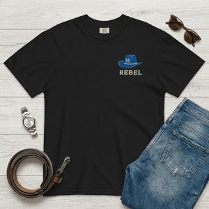 Rebel Cowboy Hat Embroidered Heavyweight Tee - The Re - invention Shop