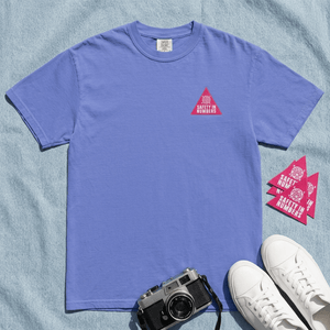 Safety In Numbers Pink Triangle Embroidered Heavyweight Tee - The Re - invention Shop